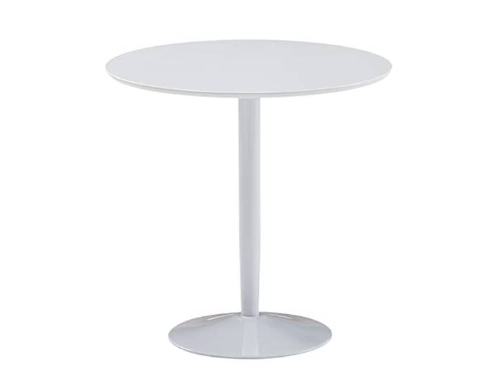 Wohnling Esstisch Rund 75x75x74 cm Weiß Hochglanz, Küchentisch