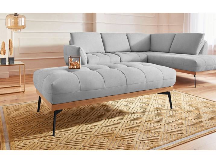 Hocker EXXPO - SOFA FASHION Palic, moderner Polsterhocker mit tollen Verarbeitungsdetails , silber, B:139cm H:47cm T:71cm, Hocker, Hocker