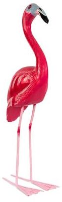G6 Collection Wood Flamingo Figurine - Hand Carved Tropical Bird Sculpture, Coastal Summer Decor