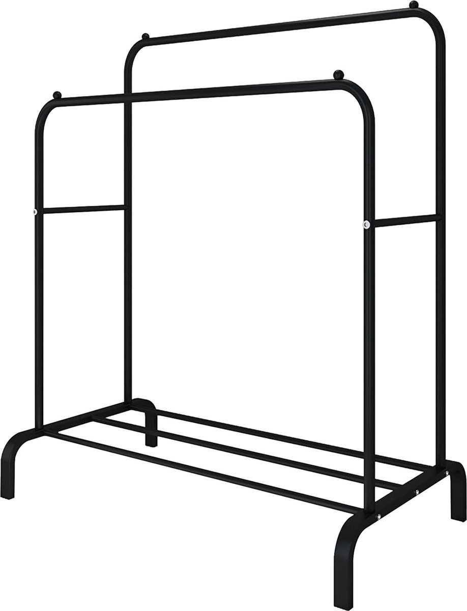 UDEAR Kledingrek Vrijstaande Dubbelpolige Hanger voor Slaapkamers, Zwart