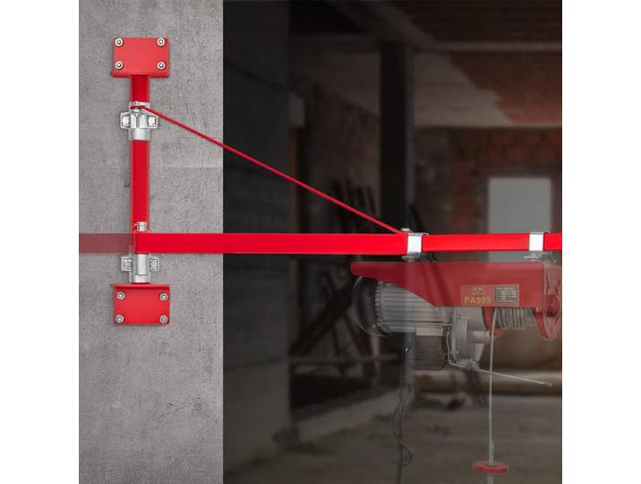 Bras de support pour palan électrique, capacité de charge 600 kg, bras pivotant pour palan avec poteau, cadre de palan en acier, bras de levage de palan pour échafaudage 180 ° pour atelier, garage