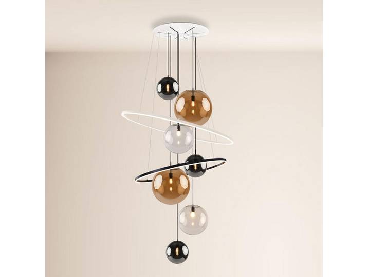 s.luce Led-Galerielampe Galaxy Mix, Mehrfarbig, Metall, Rund, LED integrated, 150x500x150 cm, Lampen & Leuchten, LED Beleuchtung, LED-Hängeleuchten