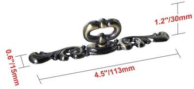"Utopia Alley Vallia Cabinet Ring Pull Knob - Vintage Cabinet Antique Brass Hardware with Hand, 4.4"""