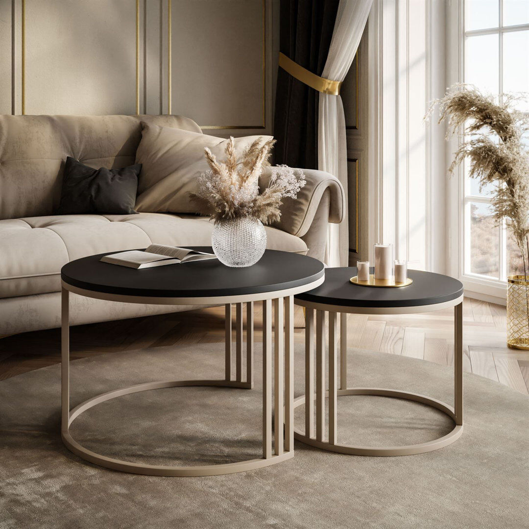 Norden Home Frame Coffee Table Wood/Black 49cm H X 70cm W X 70cm D