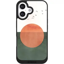 Nivocase Handyhülle für Apple iPhone 16 Hülle NIVOpure Case Schwarz Sonnenschein Sonnenuntergang Vogel (Apple iPhone 16), Smartphone Hülle, Schwarz