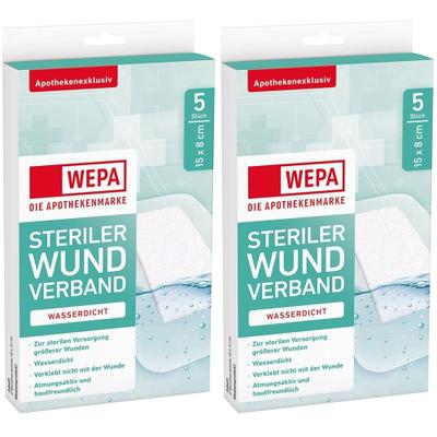 Wepa Wundverband wasserdicht 8x15 cm steril 2x 2x5 St Pflaster