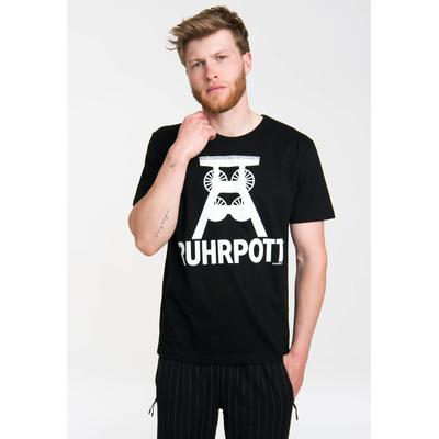 T-Shirt LOGOSHIRT "Ruhrpott Logo", Herren, Gr. S, schwarz, 100% Baumwolle, bedruckt, mehrfarbig, normal, Rundhals, Shirts T-Shirt, mit Ruhrpott-Symbol