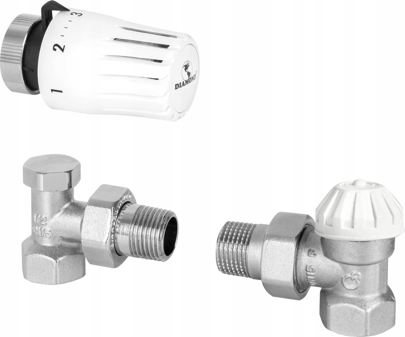 Diamond Thermostaatset met vooraf ingestelde waarde, hoekmodel