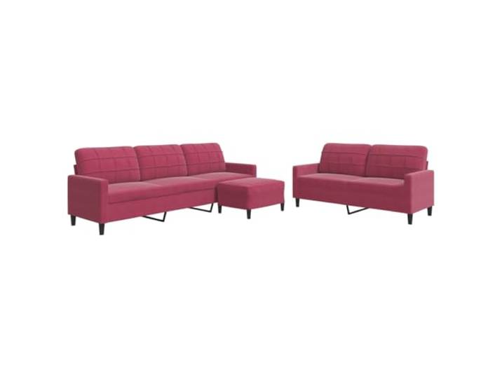 GHVBNMF 3-TLG. Sofagarnitur mit Hocker Weinrot Samt Polstersofa Set Elegante Couchgarnitur aus weichem Samtstoff mit stabilem Metallgestell für Wohnzimmer, Gästezimmer und Lounge.