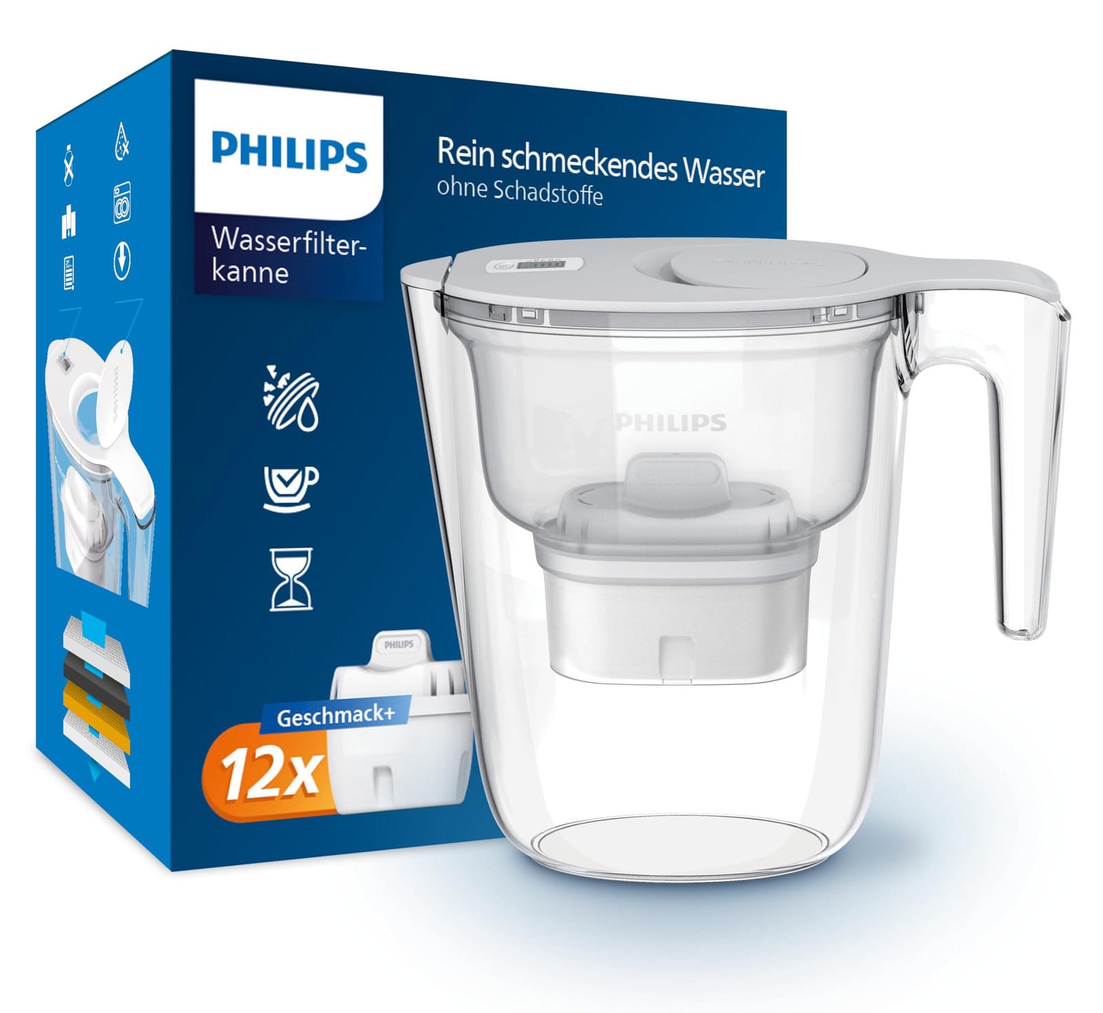 Philips Waterfilterkan 2,6 liter wit met 12 microfiltratiefilters PHAWP2933WHT12/10