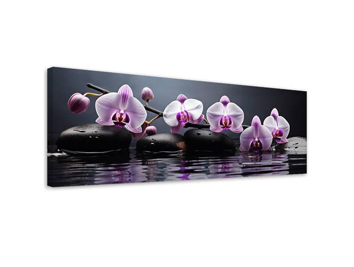 Feeby Wandbild spa zen orchidee, Pink, Orientalisch, Rechteckig, 90x30 cm, Bilder & Rahmen, Bilder, Leinwandbilder