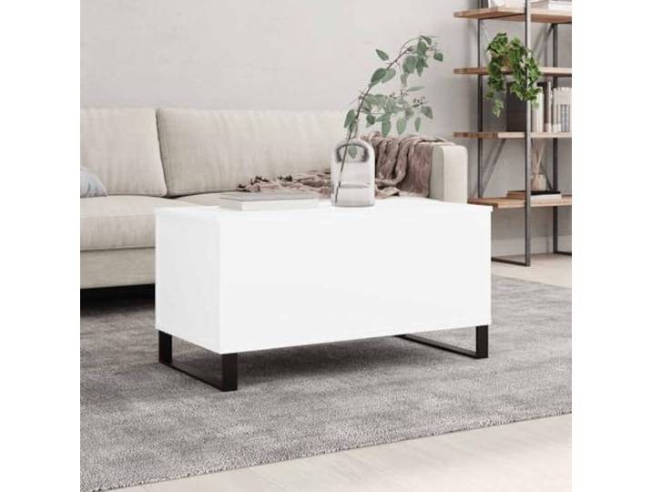 HEFZGDB Höhenverstellbarer Couchtisch Weiß 90x44,5x45 cm Holzwerkstoff mit Metallbeinen und verstecktem Staufach, langlebig und vielseitig für Wohnzimmer, Beistelltisch