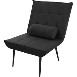 SESSEL Wohnzimmer aus Kunstleder-PU Schwarz Relaxsessel mit Lendenkissen