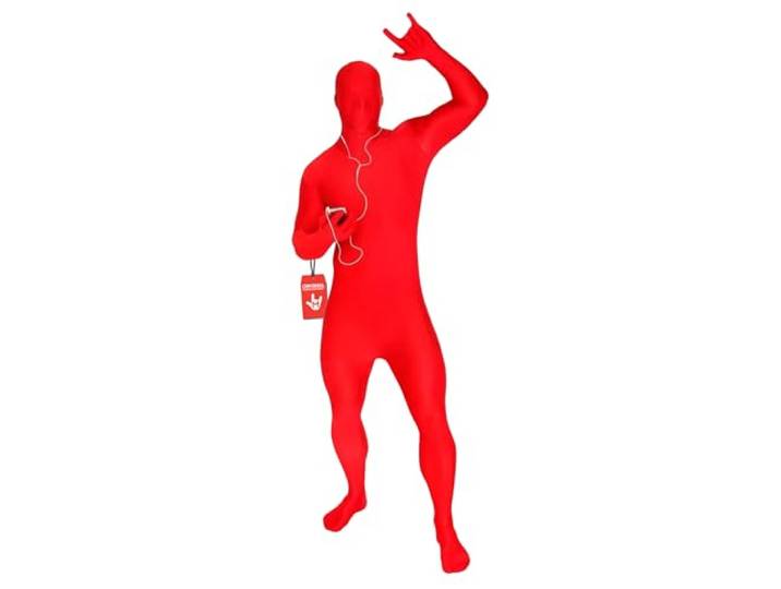 Volwassenen MSUIT Rode tweede huid Halloween verkleedkostuum - maat Medium - 5'-5'4 (152cm-163cm), Rood, M