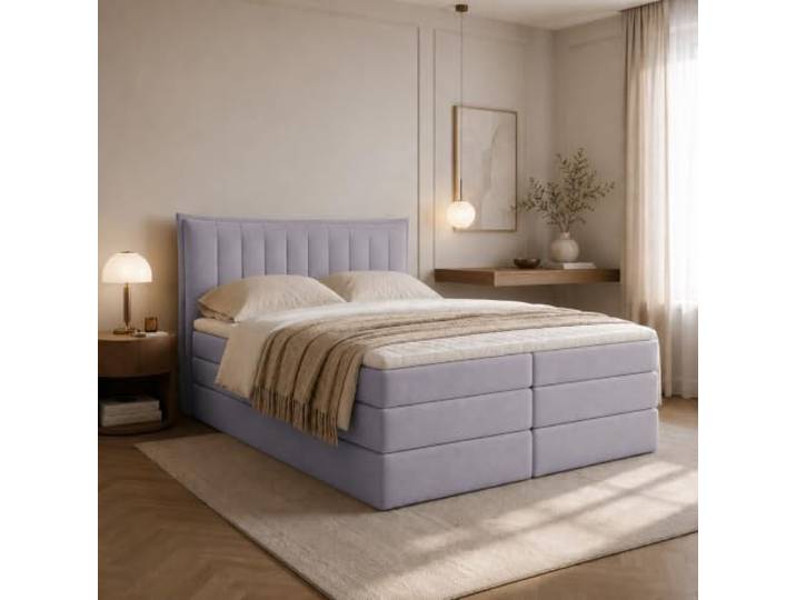 EURO-MOEBEL Boxspringbett Luna Plus Bett mit Taschenfederkern und Bonellfederkernmatratze (Rosa - Itaka 38, 140 x 200)