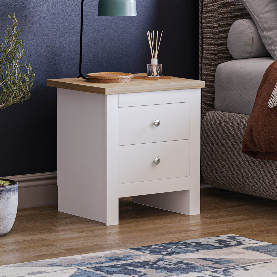 Fernleaf Morley 45 cm W Bedside Table White 51cm H X 45cm W X 40cm D