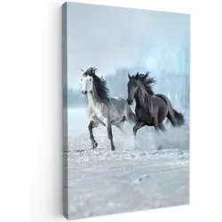 LEINWANDBILD Pferde - Winter - Tiere - Natur - Schnee Deko Wohnzimmer 20x30 cm