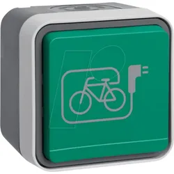 BERKER 47403533 - Steckdose mit grünem Klappdeckel und Symbol E-Bike AP W.1 grau