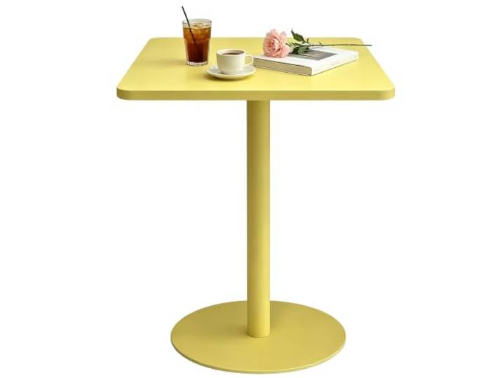 Yopappol Minimalistischer Couch-Beistelltisch Mit Einer Säule, Robuster Säulentisch Mit Runder Basis, Kompakter Kleiner Esszimmer-Bistrotisch Für Kleine Räume In Innenräumen(Yellow,70x70x73cm)