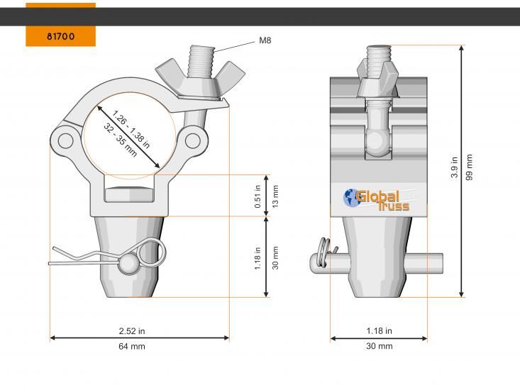 Global Truss 81700 Half Coupler Half Cone