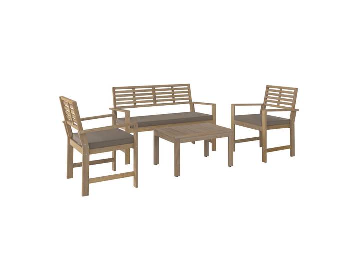 Ambia Garden Gartenset, Taupe, Akaziefarben, Akazie, massiv, Füllung: Polyester, Polyurethan (Pur), Gartenmöbel, Gartengarnituren, Gartenmöbel-Sets