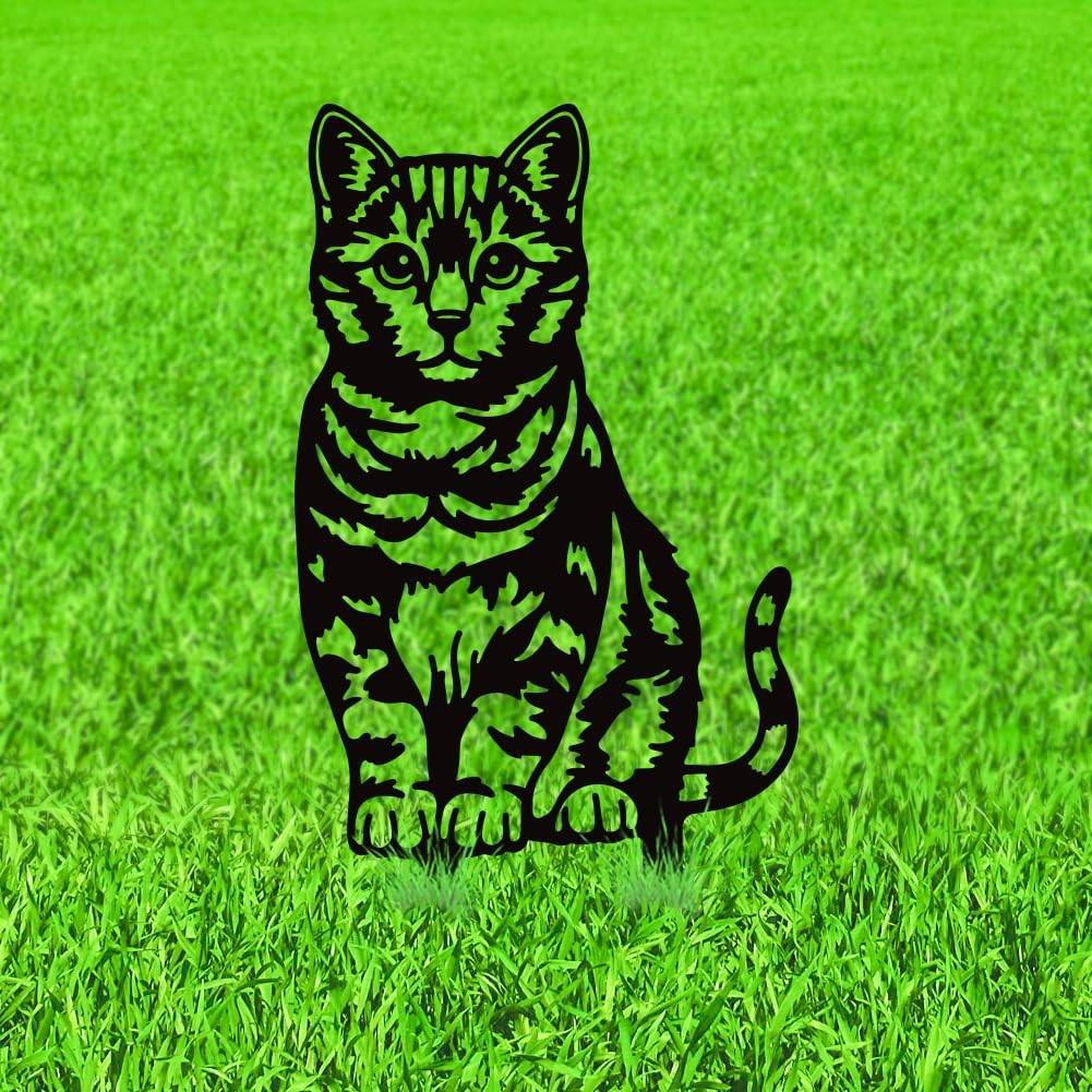 Solidchoice Decoratieve Tuinpalen met Tabby Kat Silhouet voor Tuinkunst