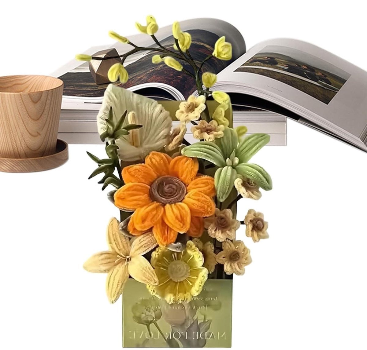 Bloemen Knutselset Zonnebloem met Chenille Stengels voor Interieur Decoratie - 20 cm