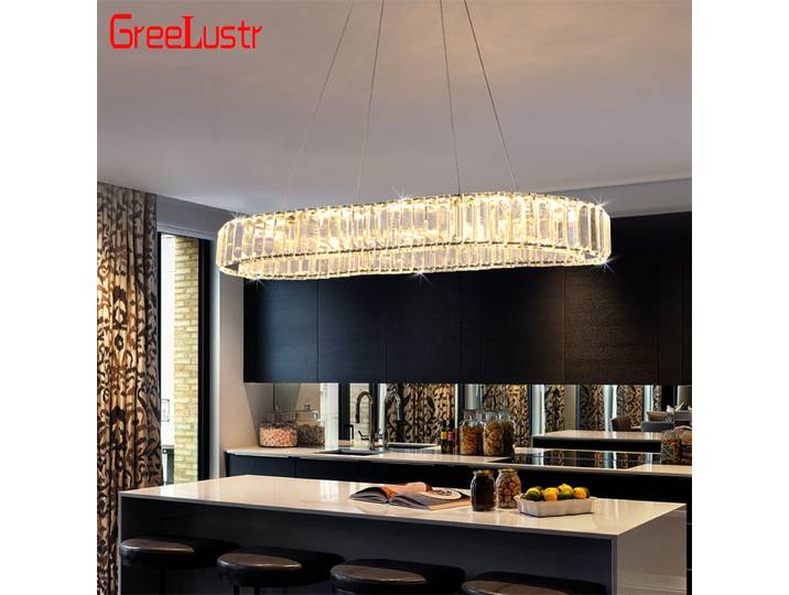 Plafonnier Led suspendu en cristal K9, forme ovale, design luxueux, éclairage d'intérieur, luminaire décoratif d'intérieur, idéal pour une salle à manger ou un salon