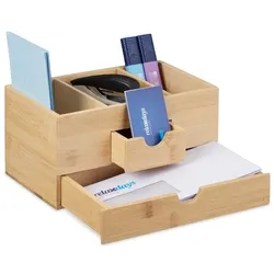 Relaxdays Schreibtisch Organizer mit Schubladen Hellbraun