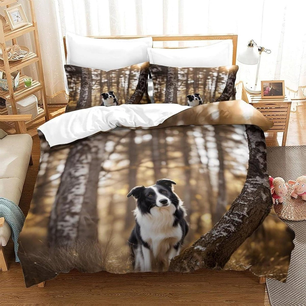 Dekbedovertrek Set met Border Collie Print - 200x200 cm