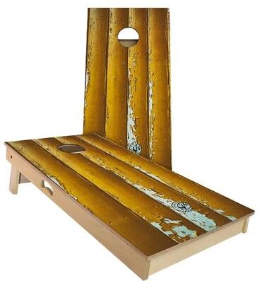 Skip's Garage Chipped Paint Outdoor Cornhole Board Set