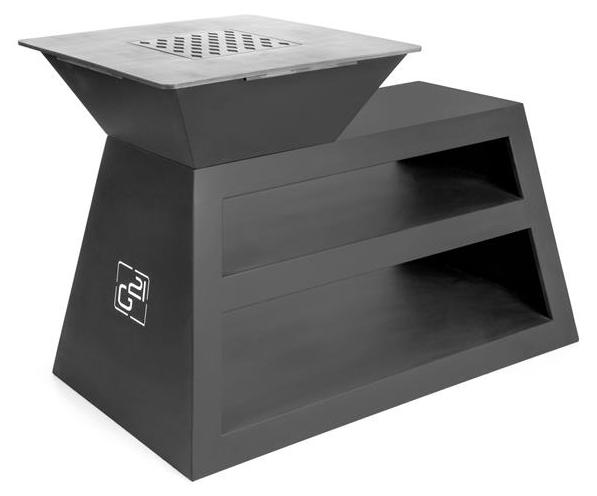 Outdoor-Holzgrill Maine Black Schwarz 130x90x70 cm mit mehreren Temperaturzonen und herausziehbarem Aschekasten