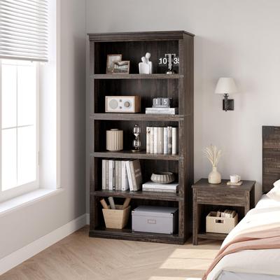 "Garvee 5 Tier Farmhouse Wooden Bookcase, 67.4"" Tall Bookshelves with 5 Display Shelves"