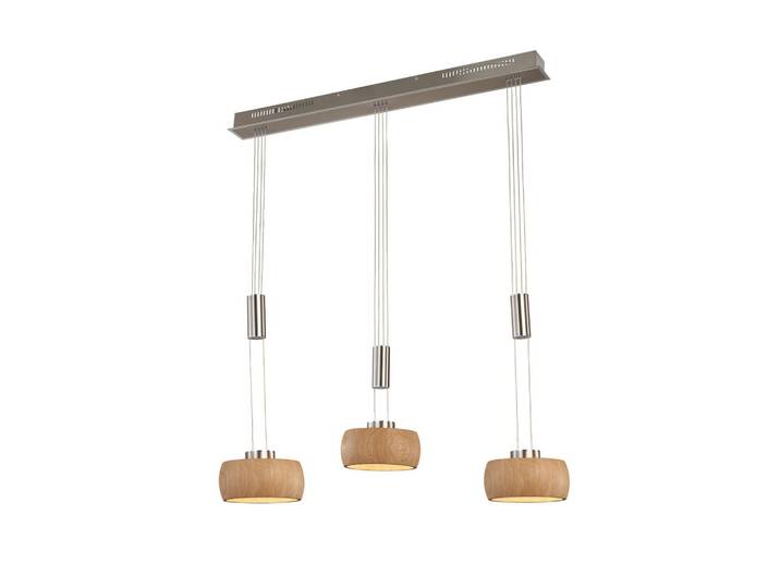 Fischer & Honsel Led-Hängeleuchte Shine-Wood, Holz, Metall, Eiche, 21x150x100 cm, höhenverstellbar, Lampen & Leuchten, Innenbeleuchtung, Hängeleuchten, Pendelleuchten
