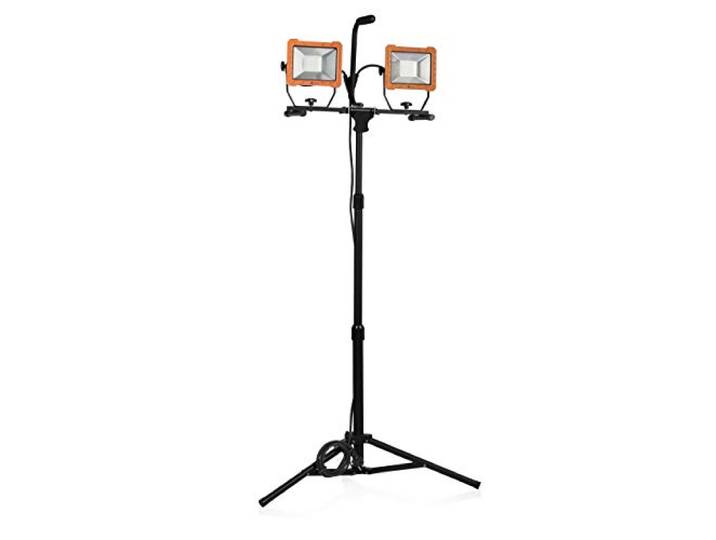 Smartwares FCL-80114 Baustrahler mit Stativ – 2x 30 W LED – 4800 Lm, Schwarz/Orange