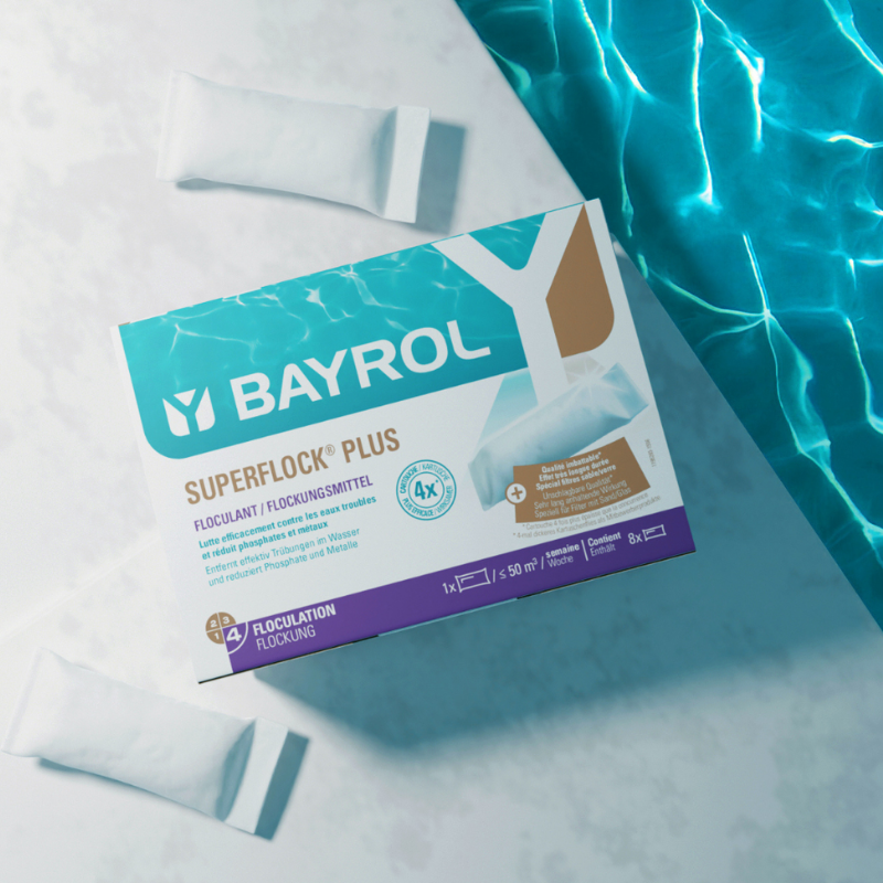 Floculant piscine BAYROL Superflock Plus – 8 cartouches 1 kg
