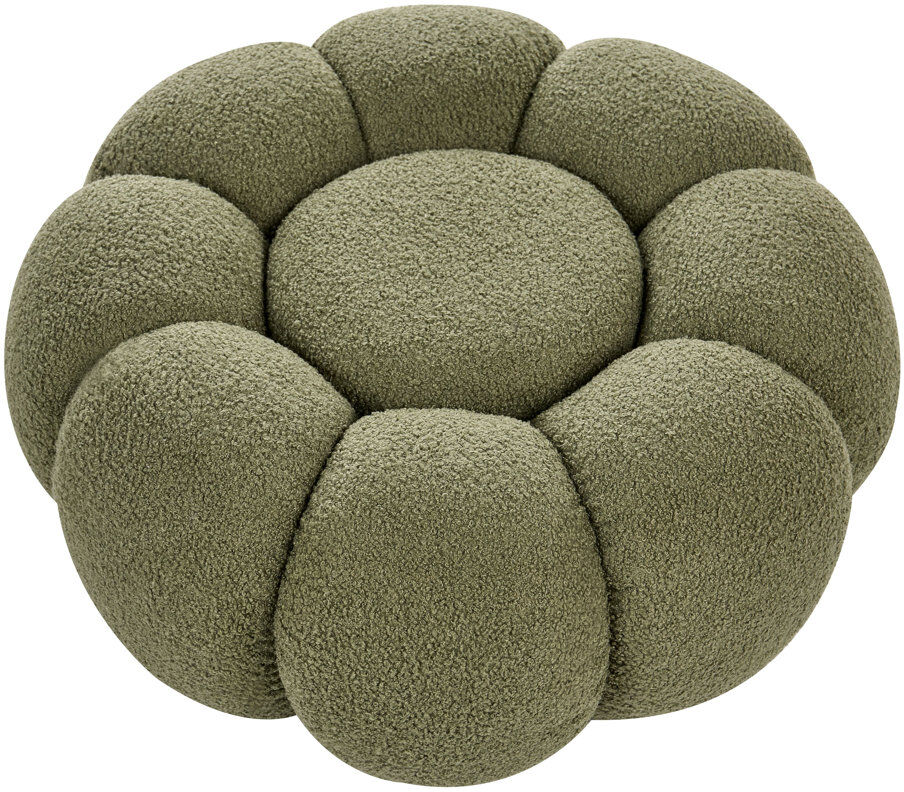 17 Stories 60 cm W Boucle Round Pouffe Green 27cm H X 60cm W X 60cm D