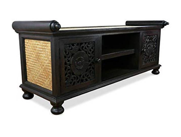 livasia Asiatische Kommode aus Massivholz und Rattan – 125x45x50cm – Handgeschnitztes Sideboard aus Akazienholz, Kommode mit filigranem Design, Nachhaltig & hochwertig aus Thailand