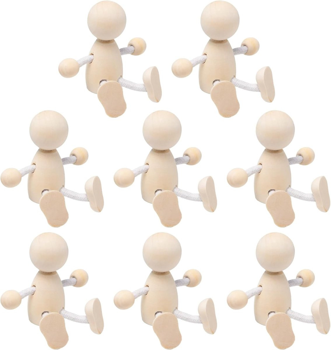 Set van 8 kleine houten figuren voor schilderen en knutselen