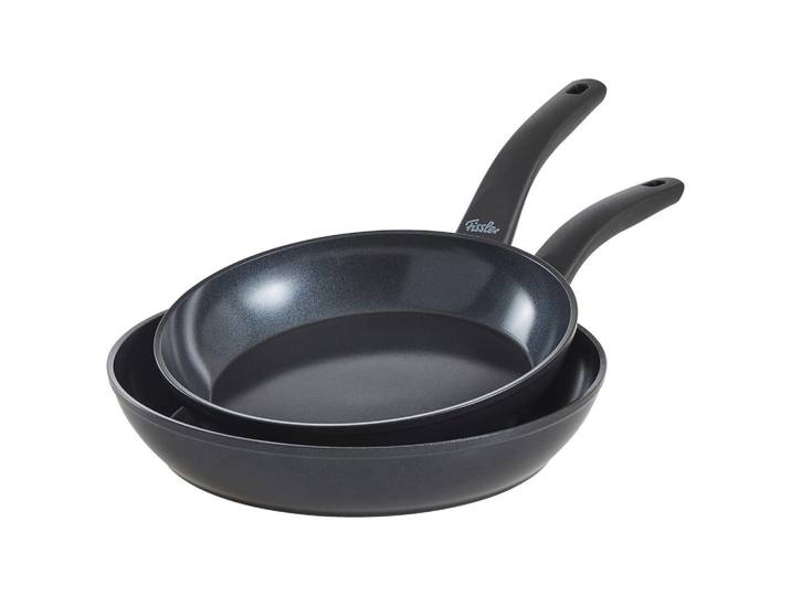 Fissler Pfannenset Isio, Schwarz, Metall, 2-teilig, rund, Kochen, Pfannen, Pfannensets