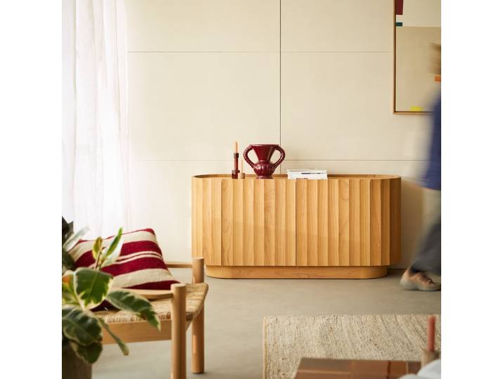 Sideboard Andréa aus massivem Mindiholz, 150 cm - Natur