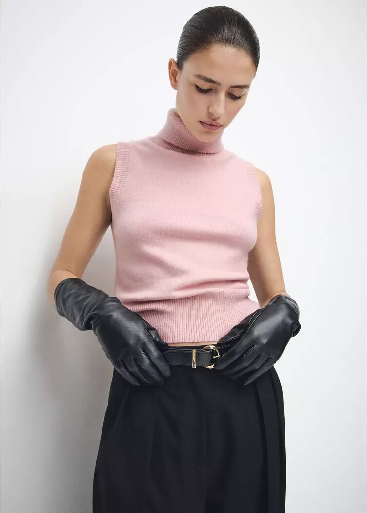 Mango - Top, BABY Ärmelloses Rollkragen-Top, L, Altrosa