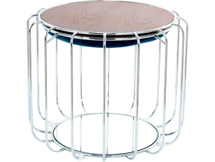 Beistelltisch KAYOOM Pouf Comfortable 110, abnehmbares und wendbares Oberteil , blau (petrol, silber, silber), B:50cm H:45cm T:50cm, Eisen, MDF, Samtbezug, Schaumstoff, Spiegel, Tische, Beistelltisch, praktisch umzuwandeln in Tisch oder Hocker, mit Spiegelglas