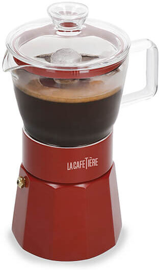 La Cafetiere Glass 6 Cup Espresso Maker Red