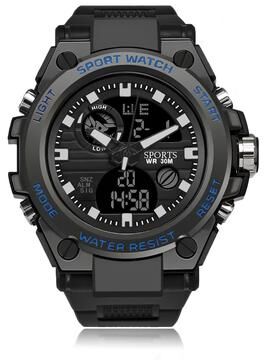 Youfap Market LED Digital Watch Dual Display Sports Electronic Watch With Alarm Stopwatch blue