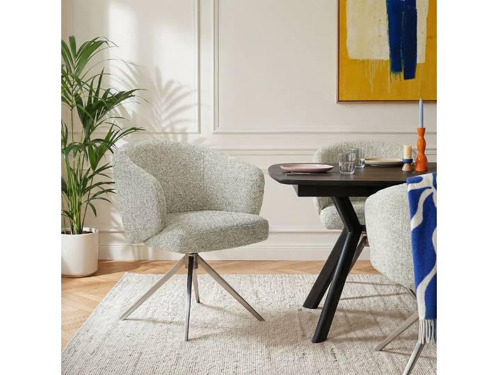 HABITAT - Chaise pivotante en tissu texturé et métal chromé avec accoudoirs - Gris chiné - Galati