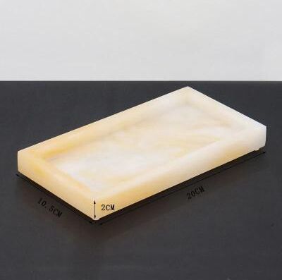 Uplift Picks LuxeStone Marble Resin Storage Tray Rectangular Vanity Organizer f
