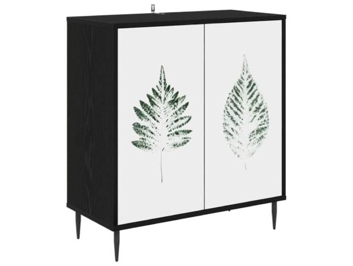 HKTMGDNG Sideboard Schwarz Eichen-Optik 69x33x76 cm Kommode Schrank HANAU Kompakte Anrichte mit dekorativem Muster und 2 Türen für Wohnzimmer und Essbereich. Erhöhte Füße schützen vor Feuchtigkeit.