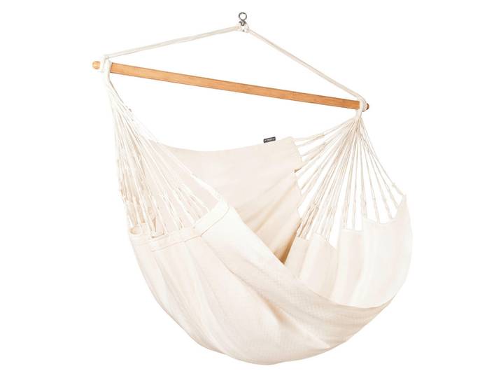 La Siesta Hängesessel Kingsize Cotton, Weiß, Holz, Bambus, 140x170x210 cm, Gartenmöbel, Gartenschaukeln, Hängesessel