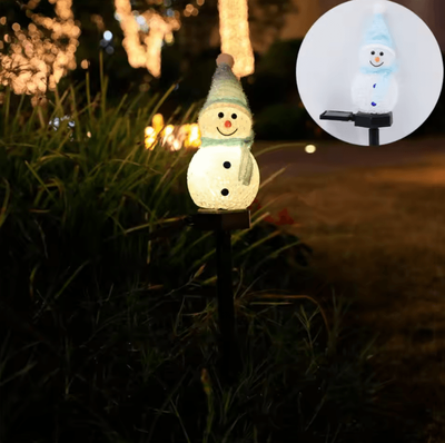 Inspire Curations Solar Snowman Garden Lights Christmas Outdoor Lawn Stake Decoration blue
